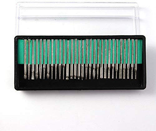 BE-TOOL Diamant-Frässtifte, 30 Stück, 2,35 mm Schaft, Drehfräser, Diamantbohrer-Set für Glas, Edelstein, Metall, Schleifen, Drehwerkzeug-Zubehör