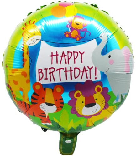 DIWULI Palloncino di Compleanno Happy Birthday, Palloncino in Foil, Palloncino di Compleanno, Palloncino di Compleanno, Palloncino in Foil Colorato con Animali per il Compleanno, Ragazza Festa