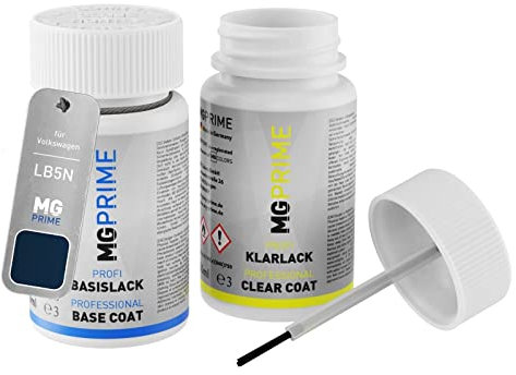 MG PRIME Autolack Lackstift Set für Volkswagen VW LB5N / B5N / 7D Indigoblau Perl/Indigo Blue Pearl Basislack Klarlack je 50ml