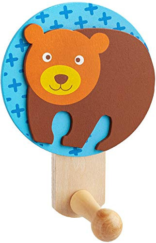 alles-meine.de GmbH Garderobenhaken Holz - Motivwahl - süßer Teddy Bär/Tiere - Wandhaken/Kindergarderobe - je 1 Kleiderhaken - Garderobe/Kind Wandgarderobe - Innen und Auße..