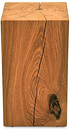 ms factory Holzblock Eiche Massiv - Handgefertigter Holzklotz - Rustikale Holzsäule - Beistelltisch Hocker Dekosäule - 25 x 25 x 45 cm