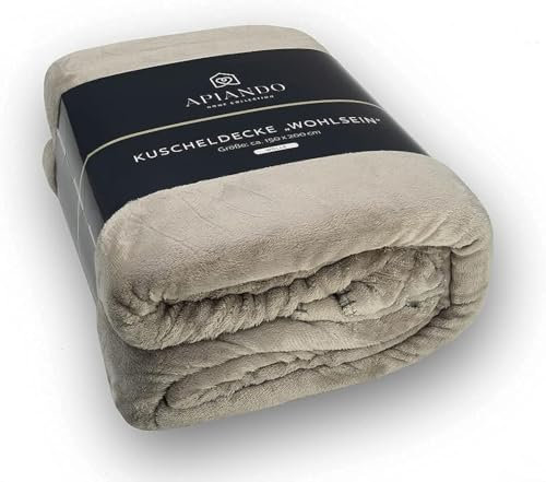 Apiando Kuscheldecke Beige 150 x 200 cm - Kuscheldecke Flauschig extra weich & warm - Wohndecke Flanell Fleecedecke als Sofadecke, Tagesdecke & Couchdecke