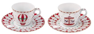 Easy life - easy life tazzine caff set 2 pezzi in porcellana diametro cm. 11 capacit ml. 80 n color box regalo linea cristmas wonderland r1107#chwo