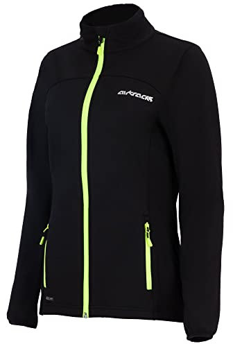 Airtracks Damen Thermo Jacke Pro Line II Softshell Fahrradjacke Laufjacke Radlerjacke Radjacke Wasserdicht Winddicht Windstopper Atmungsaktiv Reflektierend - schwarz L