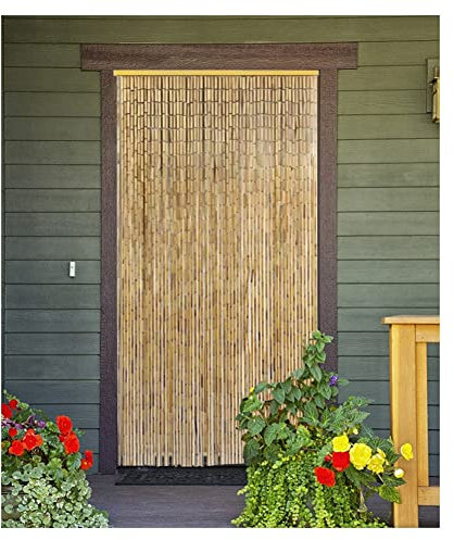 Holzperlenvorhang Mit Aufhängeleiste, Bambusvorhang Türvorhang, Deko-Vorhang Bamboo Traditionell, Wasserdicht Verschleißfest Hängestange Aus Holz Ideal Für Wohnungen, Terrassen