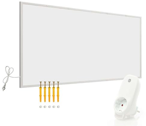 Wiltec Infrarotheizung 850 Watt inkl. WLAN-Thermostat, energieeffizienter Heizkörper mit WLAN Steuerung, Wandmontage Elektroheizung, Heizpaneel IR-Heizung