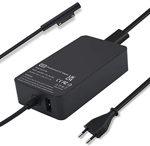 65W 44W Cargador Surface Pro para Microsoft Surface Pro 3 4 5 6 7 8 X, 36W 24W Adaptador de Corriente Compatible con Surface Go/Surface Laptop 1 2 3/Surface Book, 2 en 1 con Puerto USB 5V 1A (15V 4A)