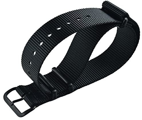 MZBUTIQ 21mm Schwarz Nylon Strap Uhrenarmband Watch Belt für Herren Matte Schwarze PVD Schnalle