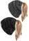 sy soul young Pferdeschwanz Messy Bun Beanie Tail Knit Hole Strickmütze Weiche Brötchen Winter mütze mit zopfloch für Damen(Einheitsgröße,3-Ton-Schwarz und 3-Ton-Weiß)
