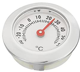 PATIKIL 1.1Pouce Mini Interne Externe Thermomètre, Rond Température Monitor Celsius Meter Gauge No Batterie avec Requis pour Serre Table Salle, Argent