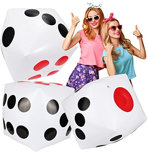 PHOGARY 3 PZ 12.6 Jumbo Dadi Gonfiabili, Bianco Grandi Dadi Gigante Gonfiabile Dadi di Plastica Grandi Dadi Set per Outdoor Indoor Ludo Gioco, Ampio Gioco, Piscina Favore di Partito Forniture