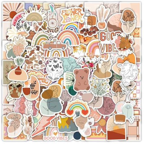 Boho Sticker Aesthetic- 100PCS Aufkleber für Laptop Telefon Wasserflasche Skateboard Koffer Gitarre Pad, Vinyl Wasserdicht Scrapbook Aufkleber