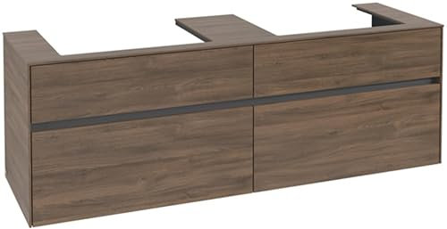 Villeroy & Boch Collaro Waschbeckenunterschrank 1600x548x500 mm, 4 Auszüge, für 2 Waschbecken, C02400, Farbe: Front/Korpus: Arizona Oak, Griff: Anthracite Matt