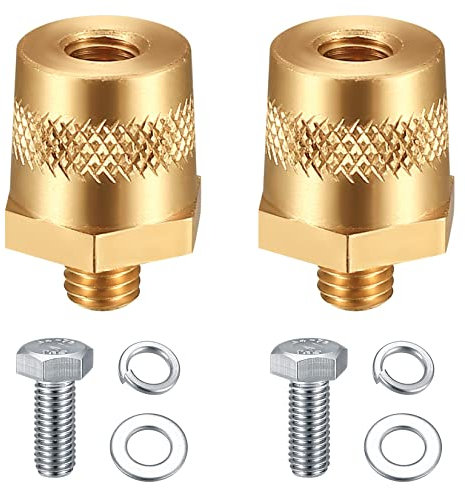 2 Packs Battery Terminal Connectors Set, Auto Battery Post Terminals Post Adapters, for M8 Top or Side Post Threaded Terminal Charging Post Extender Adaptor Conversion Nuts Screws