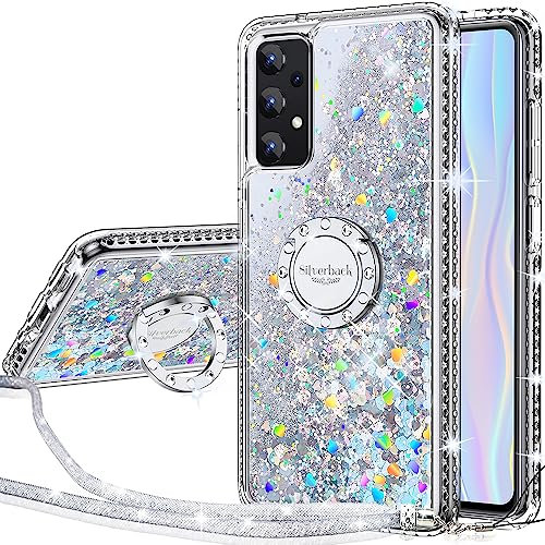 Miss Arts für Galaxy A13 4G/ A13 5G/ A04S Hülle, [Silverback] Mädchen Glitzern Handyhülle mit Ringständer, Cover Silikon Clear Schutzhülle für Samsung Galaxy A13 4G/ A13 5G/ A04S - Silber
