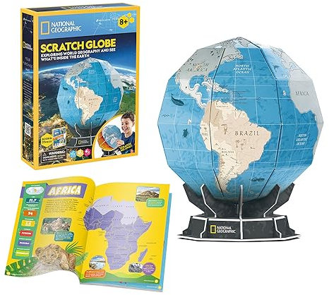 Weltkugel Globus National Geographic - 3D Puzzle Kinder Und 3D Puzzle Erwachsene | Globus 32 Teile | Geschenk Für Kinder Ab 8 Jahre