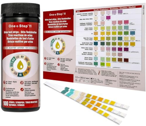 One Step: 11 Parameter Urine Test Strips Ascorbic Acid, UTI Infection, Blood, Glucose Testing Sticks
