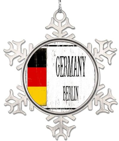 Lmmixee Deutschland Flagge Weihnachtsschmuck 2023 Deutschland Schneeflocke Ornament Land Stadt Souvenir Weihnachtsbaum Ornamente Neuheit Metall Weihnachtsbaum Anhänger Neujahr Party Dekor