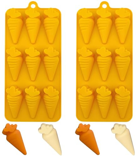 BFJ Carrot Chocolate Moulds 2pcs Easter Silicone Candy Moulds Carrot Shape for Ice Cube Resin Cupcake Decoration