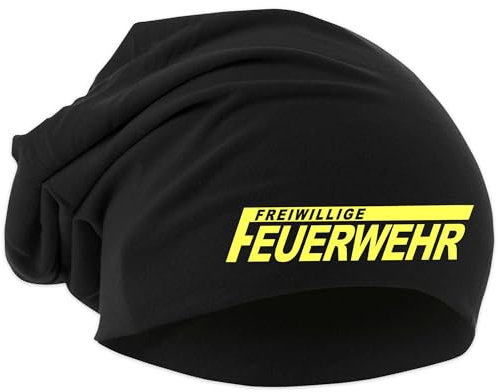 UGLYSHIRT Feuerwehr Mütze | 112 Mütze Hut Logo Firefighter Hat Dehnbar Feuerwehrmann FFW Strickmütze | Beanie M3