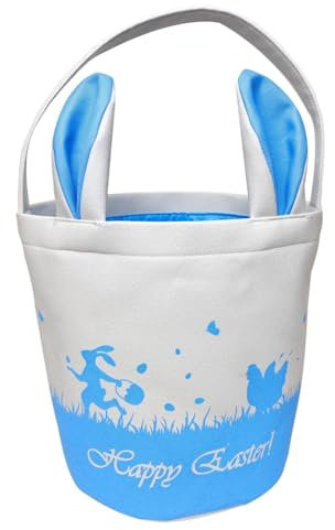 iFutniew Osterkorb-Aufbewahrung, leerer Canvas-Korb mit Griffen, faltbare Eimerbeutel für Jungen und Mädchen, Kleidung, Spielzeug, blau, einfache Installation, einfach zu bedienen