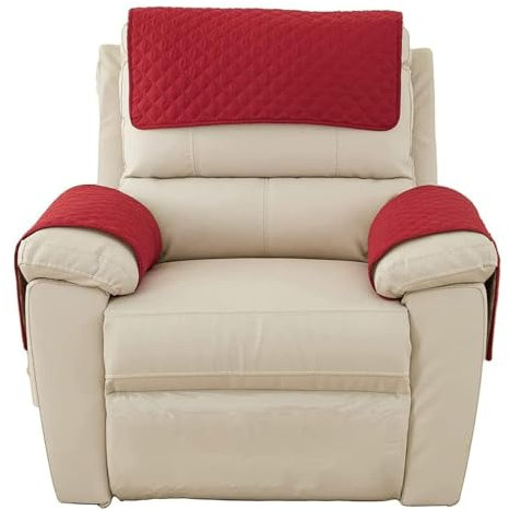 Sofa-Armlehnenbezug, Kopfstützenbezug für Liegestuhl, Armlehnenbezug, Sofa-Schonbezug mit Seitentasche, Abrieb, Möbelschutz, gesteppter Schutz für Haustiere, Ledercouch (TYP-2, 1 Sitzlehne, 3 Stück)
