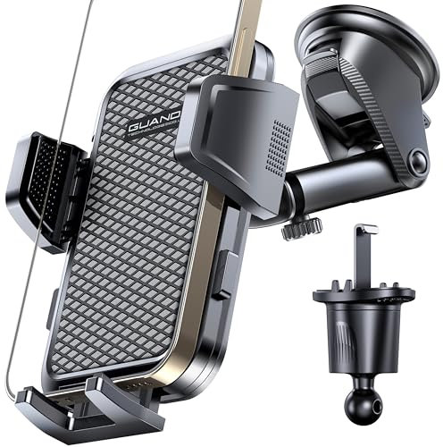 Supporto Porta Cellulare Auto, Cruscotto e Ventilazione, Clip a Gancio Universale, Per Parabrezza, Griglia di Ventilazione Girevole, Ventosa per Smartphone da 4 a 7 Pollici