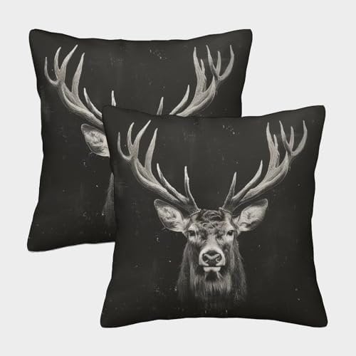 ZHUICHENG Hirsche Kissenbezug 2er Set Kissenbezüge Wohnzimmer Kissenhülle Sofakissen Polyester Polster Textil Für Sofa Schlafzimmer Couch Outdoor Zierkissen 40x40cm