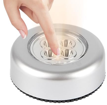 Aufquwk LED-Puck-, Push-zum Aufkleben für den Schrank - Push-Licht zum Aufkleben,Push-Tap-, kabelloses Nachtlicht, zum Aufkleben für Metall, Glasoberflächen für Treppen, Flur, Küche