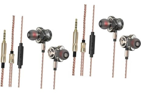 CAXUSD 2stücke Treiber-Einheit Ear Kopfhörer Mit Mikrofon Kabelgebundene Sportkopfhörer Mit Geflochtenem Kabel Und Bass Subwoofer Für Musik Und Filme Schwarz