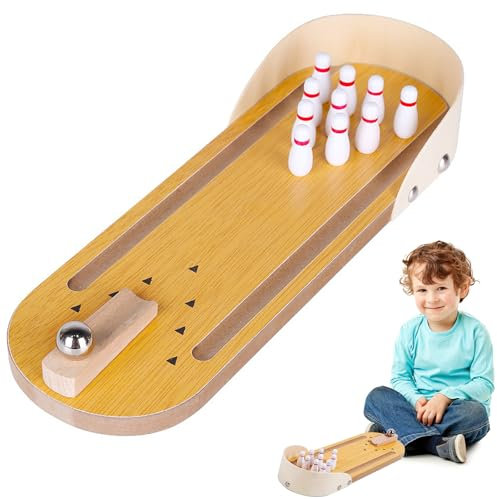 SilverChry Mini-Bowlingkugel Holz, Tisch-Bowling, Trinkspiele für Erwachsene, Büro Geschenke, Bowling Mitgebsel, Slotter Spiel, Bowling Spiel, Bowling für Zuhause, Geschicklichkeitsspiele Erwachsene
