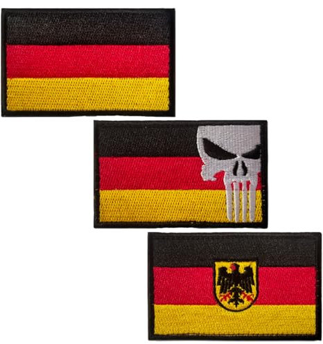 3 Stück Deutschland Patch,Deutschland Patch Klett, Deutsch Flaggen Patches,Gestickt Abzeichen mit Klett Deutsch Applikationen für Kleidung Taschen Uniform Bundeswehr Militär Taktisch