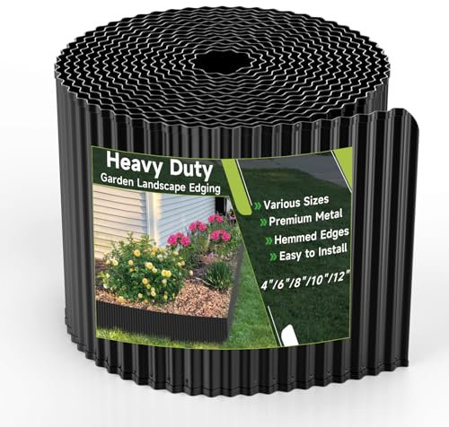 Gewellte Garteneinfassung, 30,5 x 3 m, verzinkter Stahl, Landschaftseinfassung und Rasenkante, Metall-Gartenumrandung für Blumenbeete, Garten, Rasen, Hochbeete und Baumumrandungen (schwarz)