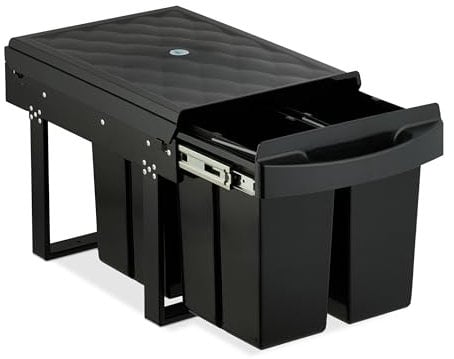 Relaxdays Poubelle encastrable pour la Cuisine, 4 bacs de 8 litres chacun, HLP : 34,6 x 34 x 51,8 cm, Noire