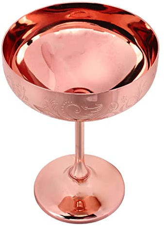 Nikou Eisbecher aus Metall, Edelstahl Dessertschale Champagnerglas Rotweinbecher Dessertgläser mit Fuß, Dekorative Ohrmuschel, Graviert, Verkupfert, 17 cm Hoch für Bar-Party