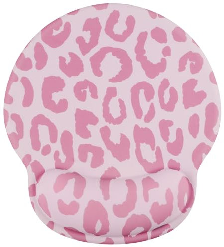 Ksriyim Tapis de Souris Léopard Rétro,Tapis de Souris Ergonomique avec Repose-Poignet,avec Tapis de Souris en Base Silicone Antidérapant,Parfait pour Ordinateur,Bureau,Travail,Rose