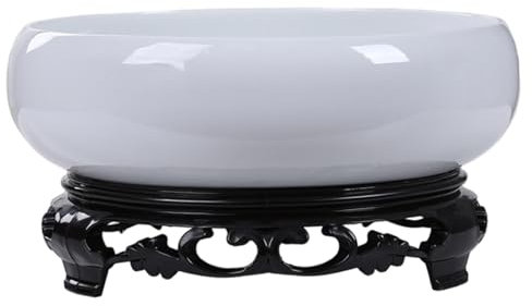 Muzrunq Lotus Bowl Planter, 8.1x3.0 Inch Ceramic Planter with Stand, Flower Pot Round Lotus Flower Seeds Bonsai Pots for Office, Garden, Indoor, Outdoor