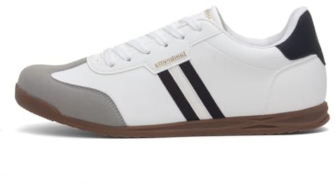 Lambretta Tackle Mens White Lace Up Trainer - Size 7 UK - White