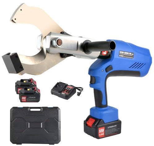 Cisaille hydraulique professionnelle，2x4000mah Coupe-câble hydraulique à batterie, coupe-câble hydraulique sans fil 18V 60-250KN pour câbles en cuivre,EZ-135C