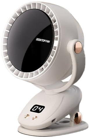 Desk Fan - 6-Speed Table Fan | Turbos with Digital Display | Bladeless Rechargeable Personal | Quiet Airflow USB Powered for Desktop, Bedroom, Camping and Outdoor Travel