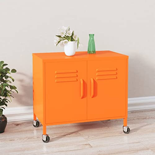 Gecheer Lagerschrank Orange 60x35x56 cm Stahl Standschrank Sideboard Kommode Beistellschrank Metallschrank Stahlschrank Aufbewahrungsschrank
