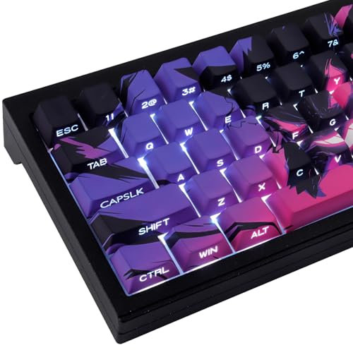 JakeTsai Crystal Jelly Keycaps, PBT Keycap 113 Keys OEM Profile Double Shot Purple Translucent Side Printed Custom Keycaps for Cherry MX Switch ASIN/ISO Layout Mechanical Keyboard