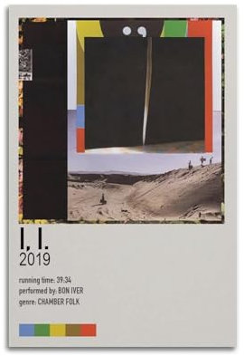 QWQEUTY Poster mit Aufschrift I - Bon Iver, ästhetische Wandkunst, Leinwand, Vintage-Poster, dekoratives Gemälde, Wohnzimmer, Schlafzimmer, Dekoration, 50 x 75 cm, ungerahmter Stil
