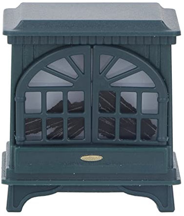 Puppenhaus möbel und Zubehör von Puppenhaus Kamin mit LED-Licht, Kunststoff-Miniatur-Kamin Puppenhaus Mini Möbel Dekoration Zubehör (Marineblau)