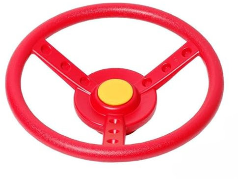 Bello Grardino - Lenkrad für Kinder - Kinder Spielhaus Zubehör - Für Outdoor-Spielgeräte & Baumhäuser – Inkl. Befestigung – Robustes Kunststoff-Lenkrad für Spielhaus & Kletterturm – Wetterfest (Rot)