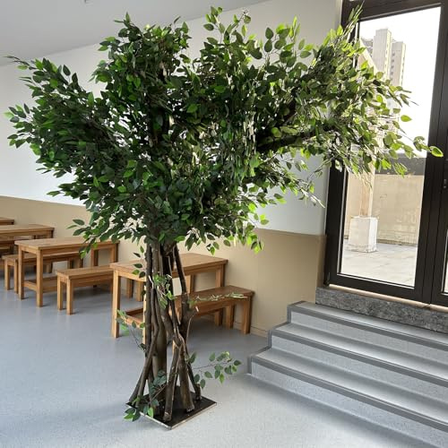 LUVEQLSIT Albero Finto Grande Albero Artificiale,Albero Artificiale Interno,con consistenza e lucentezza,per la Decorazione Moderna di Interni ed Esterni di casa e Ufficio Realistico.(H1.5*W1m)