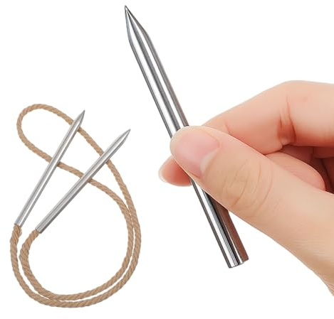 DOPENSPI 6PCS 550 Paracord Needle, Stainless Steel Paracord Fids Lacing Stitching Weaving Needles Type III Parachute Paracords Tools Lacing Needle Paracords Accessories Outdoor Smoothing Tool