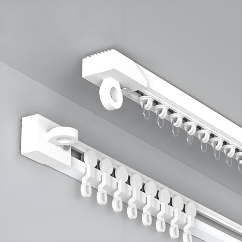 Selbstklebendes Vorhangschienen-Set, Seitlich Montiertes, Oben Montiertes Führungsschienen 1 Läufig für Wohnmobil-Gardinenschiene Duschvorhang Schiene Schrank Ohne Bohren 0.5-6.0m(5.20m)