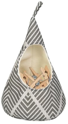 Ulmervion Conical Peg Bag for Storage, Hanging Solution with Sliding Peg Holder, Durable Cotton Laundry Organizer for Clothesline