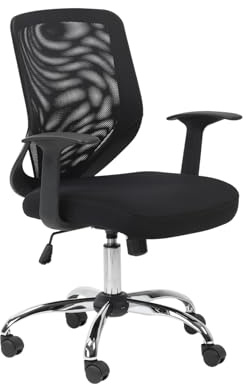 Atlanta Bürostuhl Schwarz, ergonomischer Drehstuhl mit Netzrückenlehne, höhenverstellbarer Schreibtischstuhl mit Armlehnen, 52 x 65 x 100 cm